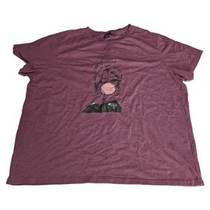 Shein Curve 2XL T-Shirt Top Summer Graphic Print Bubblegum